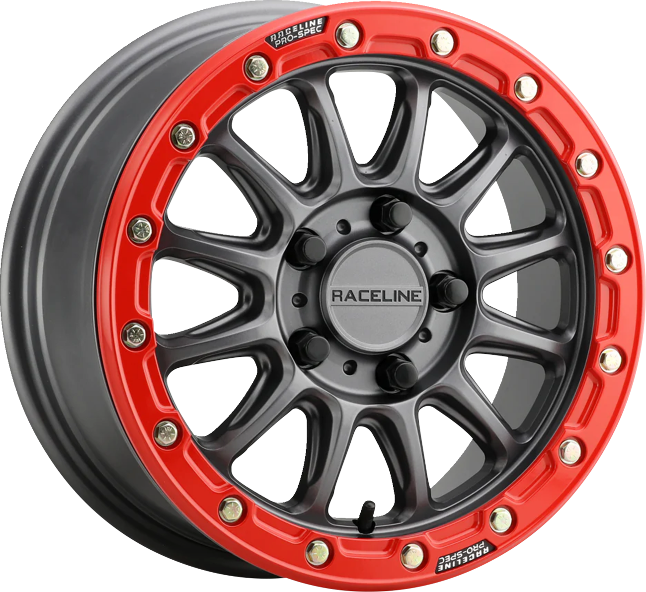 RACELINE WHEELS Wheel - Alpha - Front/Rear - Gun Metal/with Red Ring - 15x7 - 4/156 - +10 mm A14GR-57056+10