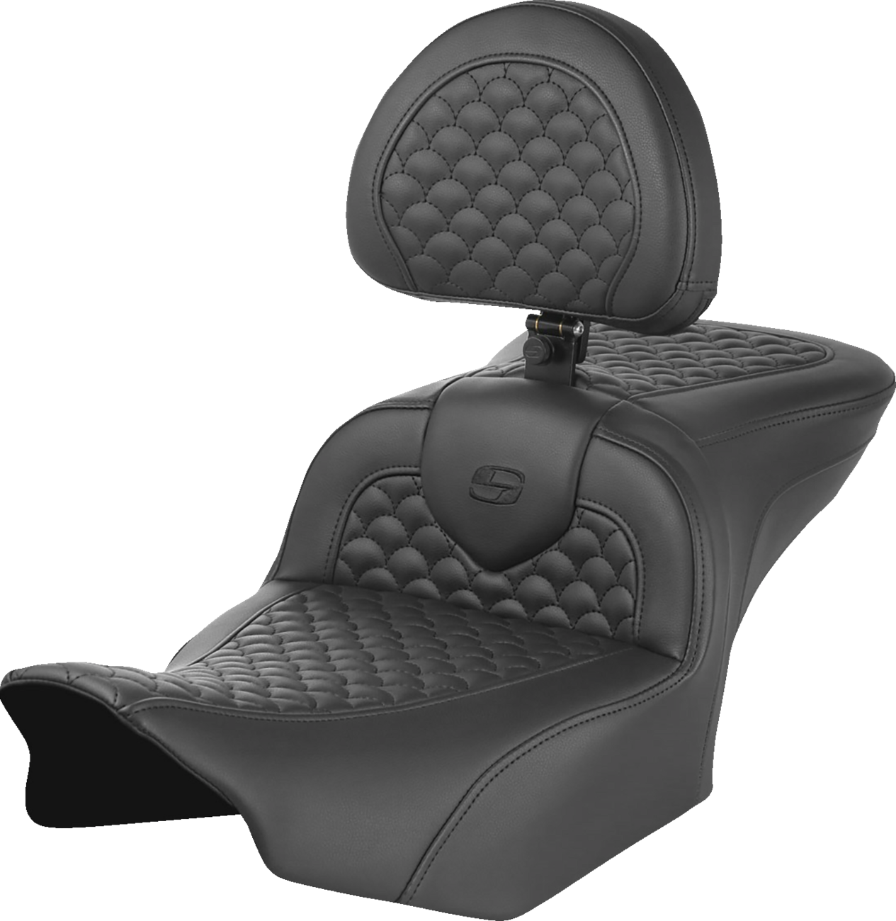 SADDLEMEN Roadsofa™ Seat - Dragon Scale Stitch - w/ Backrest - FLTR/FLHX '23-'25 823-07-208B0