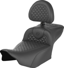 SADDLEMEN Roadsofa™ Seat - Dragon Scale Stitch - w/ Backrest - Extended Reach - FLTR/FLHX '23-'25 823-07-209B0
