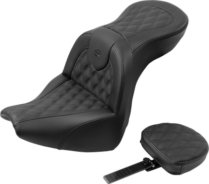SADDLEMEN Roadsofa™ Seat - with Backrest - Lattice Stitch - FXBR/S '18-'20 818-31-182BR