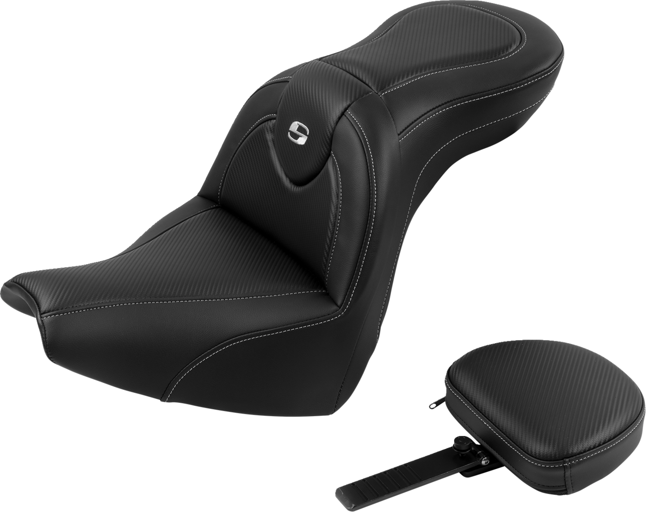 SADDLEMEN Roadsofa™ Seat - with Backrest - Carbon Fiber - FXBR/S '18-'20 818-31-185BR