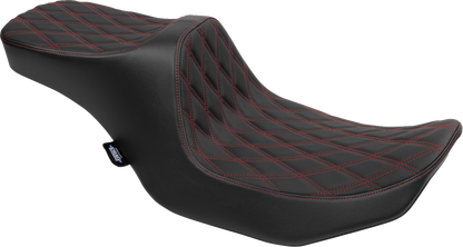 DRAG SPECIALTIES SEATS Predator III 2-Up Seat - Vinyl - Double Diamond - Red Stitching - FLT/FLH '23-'24 4690D