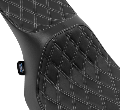 DRAG SPECIALTIES SEATS Predator III 2-Up Seat - Vinyl - Double Diamond - Silver Stitching - FLT/FLH '23-'24 4690C