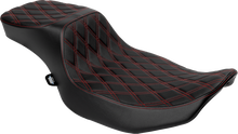 DRAG SPECIALTIES SEATS Performance Predator 2-Up Seat - Extended Reach - Vinyl - Red Double Diamond Stitch 4691D