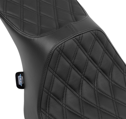DRAG SPECIALTIES SEATS Predator III 2-Up Seat - Vinyl - Double Diamond - Black Stitching - FLT/FLH '23-'24 4690B