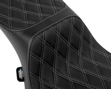 DRAG SPECIALTIES SEATS Performance Predator 2-Up Seat - Extended Reach - Vinyl - Silver Double Diamond Stitch 4691C