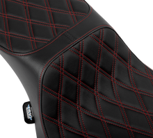 DRAG SPECIALTIES SEATS Performance Predator 2-Up Seat - Extended Reach - Vinyl - Red Double Diamond Stitch 4691D