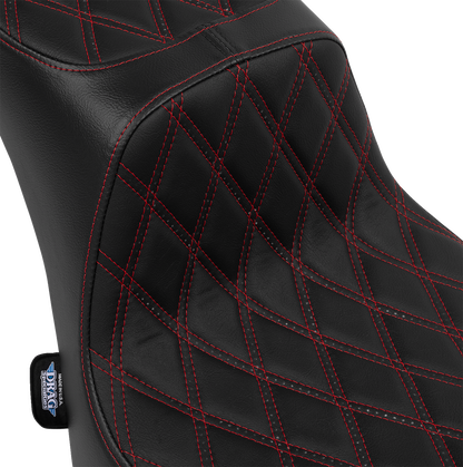 DRAG SPECIALTIES SEATS Performance Predator 2-Up Seat - Vinyl - Double Diamond - Red Thread - FL '00-'17 4689D