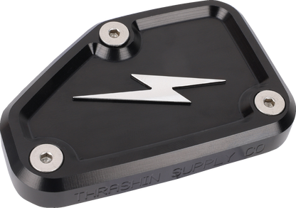 THRASHIN SUPPLY CO. Master Cylinder Cover - Brake - Front - Black/Twice-Cut TSC-3178-4