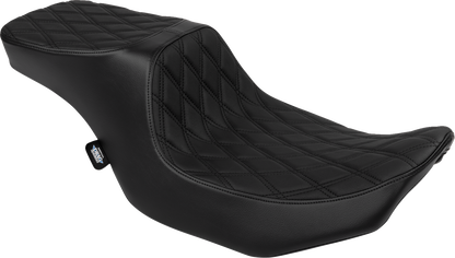 DRAG SPECIALTIES SEATS Predator 2-Up Seat - Vinyl - Double Diamond Black Stitch - w/o Backrest - FLTR/FLHX '23-'24 4692B