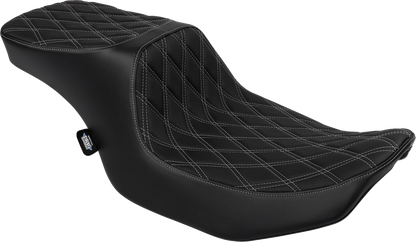 DRAG SPECIALTIES SEATS Predator 2-Up Seat - Vinyl - Double Diamond Silver Stitch - w/o Backrest - FLTR/FLHX '23-'24 4692C