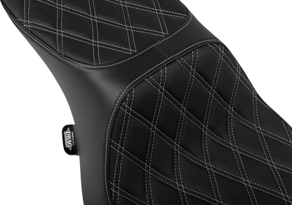 DRAG SPECIALTIES SEATS Predator 2-Up Seat - Vinyl - Double Diamond Silver Stitch - w/o Backrest - FLTR/FLHX '23-'24 4692C