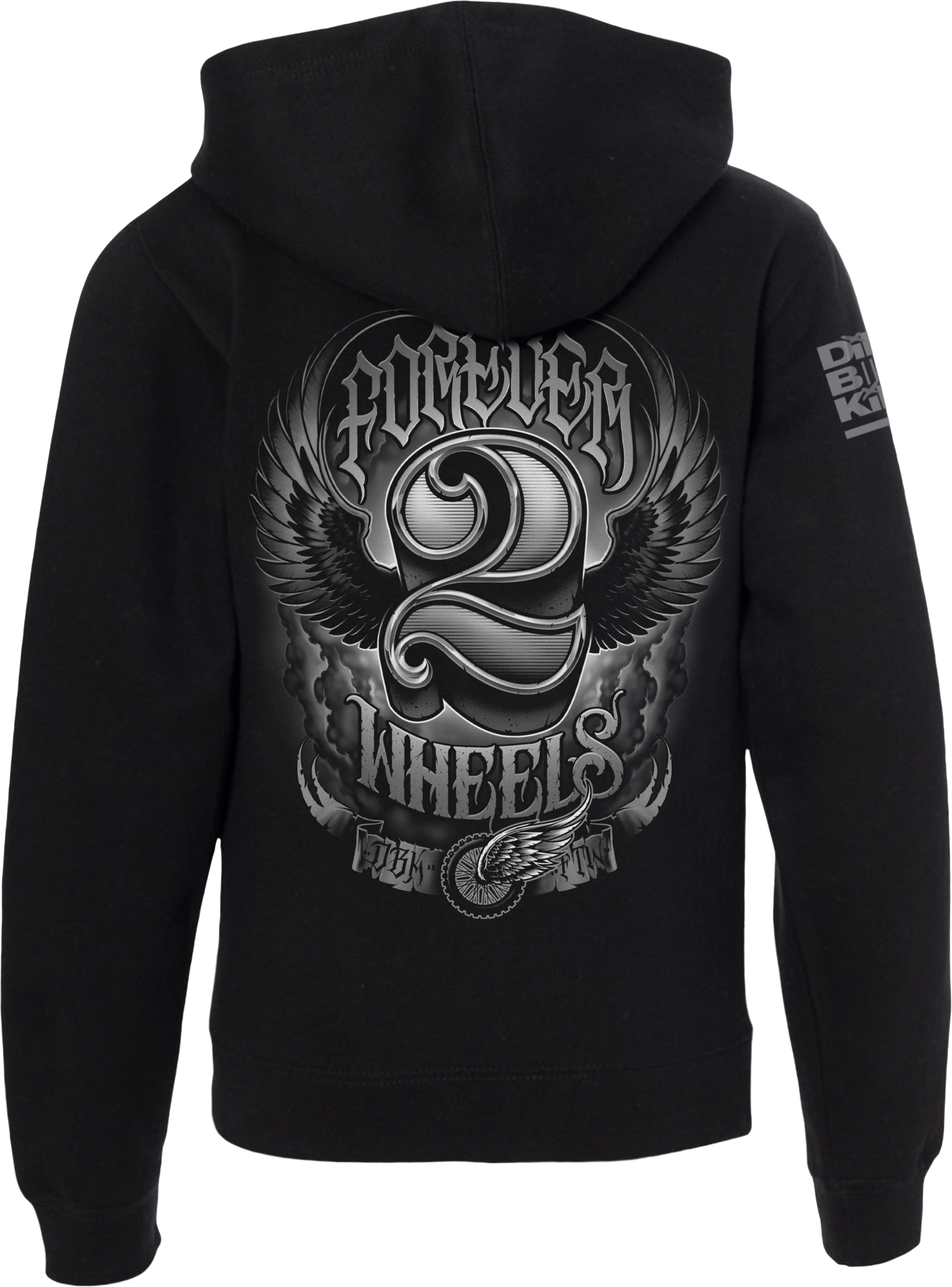 Two Wheels Youth Hoodie Black Ys