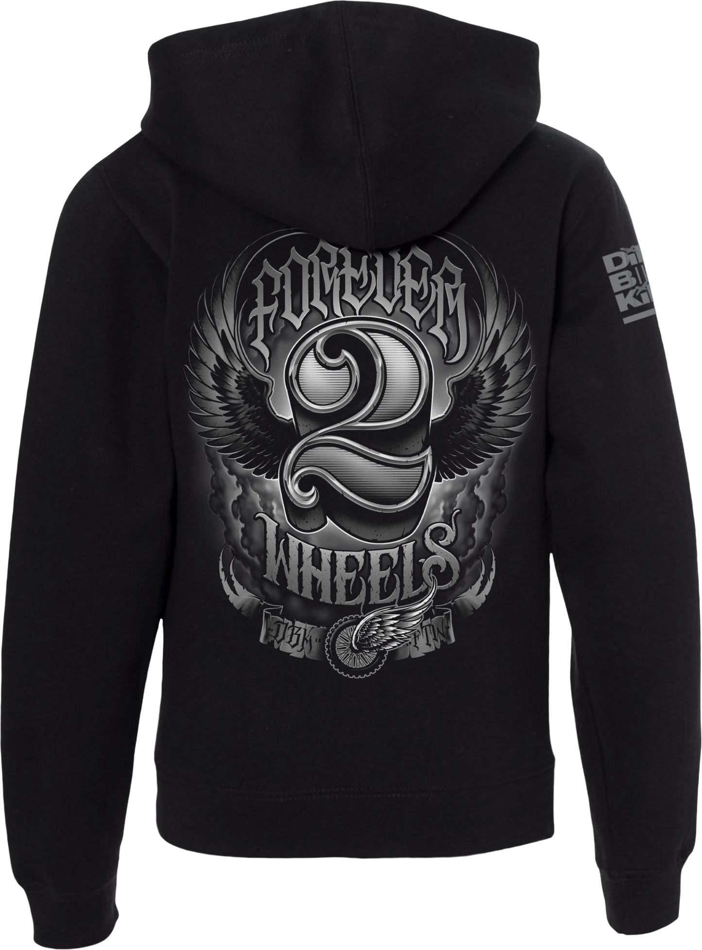 Two Wheels Youth Hoodie Black Ym