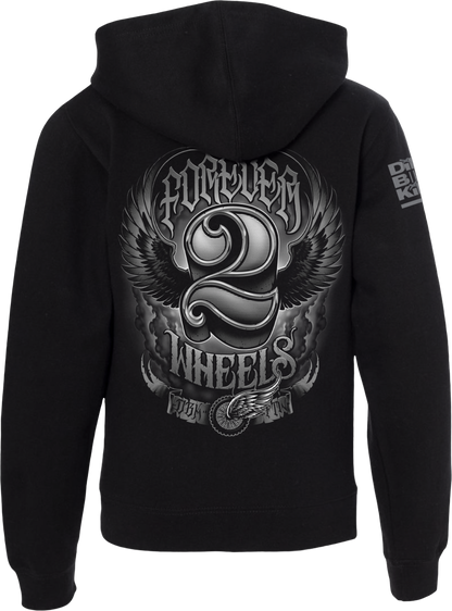 Two Wheels Youth Hoodie Black Ym