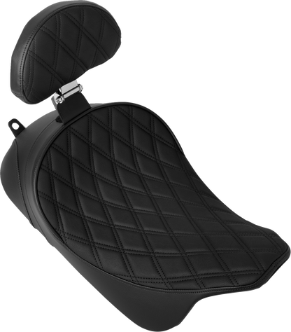 DRAG SPECIALTIES SEATS Solo Front Seat - Double Diamond - Black Stitch - w/ Backrest Option - FL '08-'23 4699B