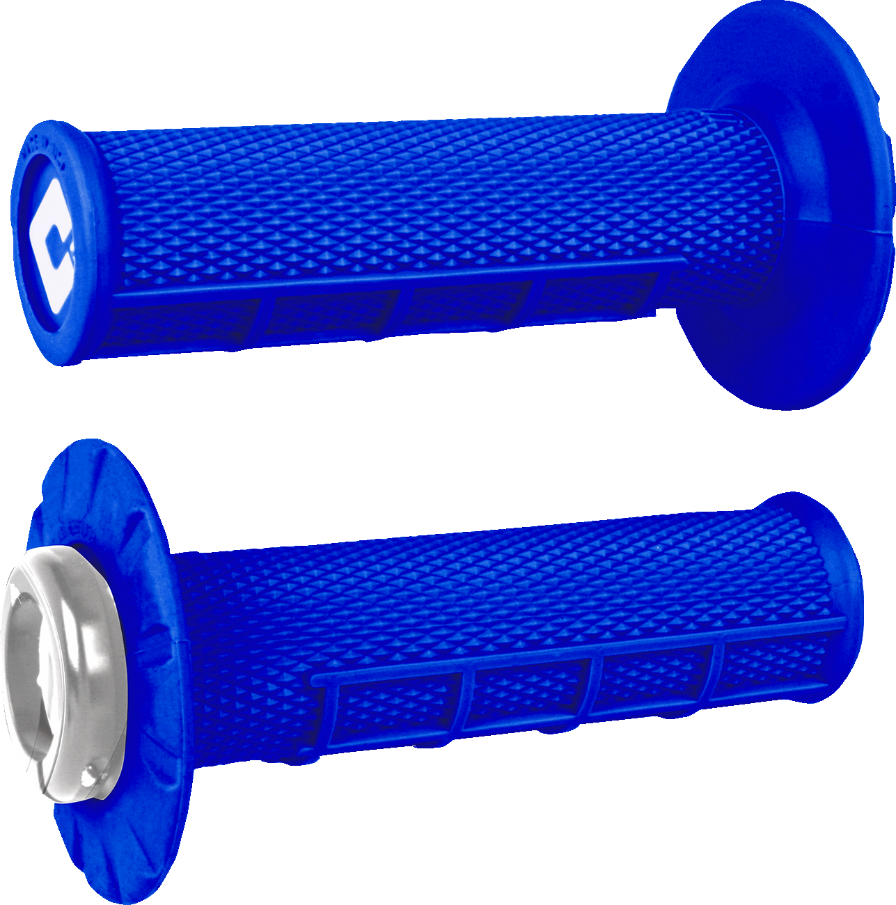 ODI Half Waffle v2.1 Lock-On Grips - ATV/MX - Bright Blue/Silver J33HWU-S