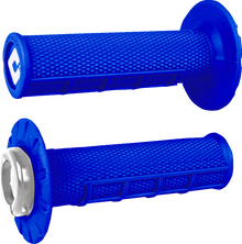 ODI Half Waffle v2.1 Lock-On Grips - ATV/MX - Bright Blue/Silver J33HWU-S
