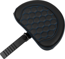 SADDLEMEN Roadsofa™ Extended Reach Seat - with Backrest - Honeycomb - Blue Stitch - FLTR/FLHX '23-'24 823-07-190B1