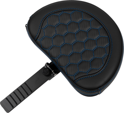 SADDLEMEN Roadsofa™ Extended Reach Seat - with Backrest - Honeycomb - Blue Stitch - FLTR/FLHX '23-'24 823-07-190B1