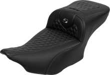 SADDLEMEN Roadsofa™ Extended Reach Seat - with Backrest - Honeycomb - Dark Gray Stitch - FLTR/FLHX '23-'24 823-07-190B2