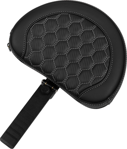 SADDLEMEN Roadsofa™ Extended Reach Seat - with Backrest - Honeycomb - Silver Stitch - FLTR/FLHX '23-'24 823-07-190B5