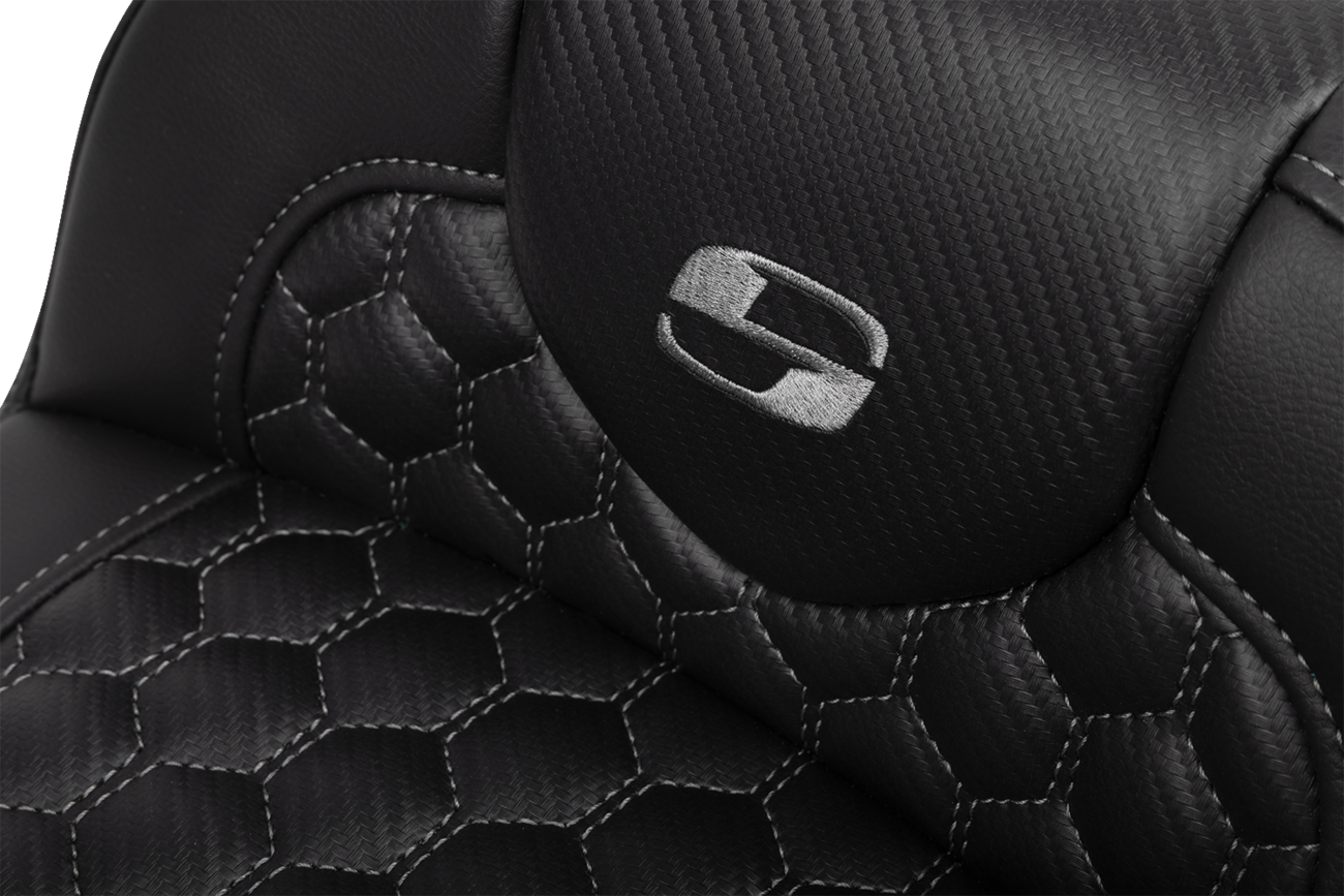 SADDLEMEN Roadsofa™ Extended Reach Seat - with Backrest - Honeycomb - Dark Gray Stitch - FLTR/FLHX '23-'24 823-07-190B2