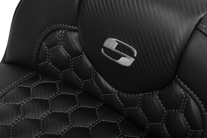 SADDLEMEN Roadsofa™ Extended Reach Seat - with Backrest - Honeycomb - Dark Gray Stitch - FLTR/FLHX '23-'24 823-07-190B2