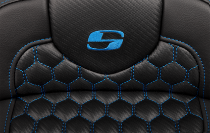 SADDLEMEN Roadsofa™ Extended Reach Seat - with Backrest - Honeycomb - Blue Stitch - FLTR/FLHX '23-'24 823-07-190B1
