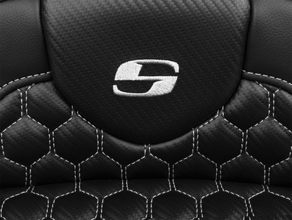 SADDLEMEN Roadsofa™ Extended Reach Seat - with Backrest - Honeycomb - Silver Stitch - FLTR/FLHX '23-'24 823-07-190B5