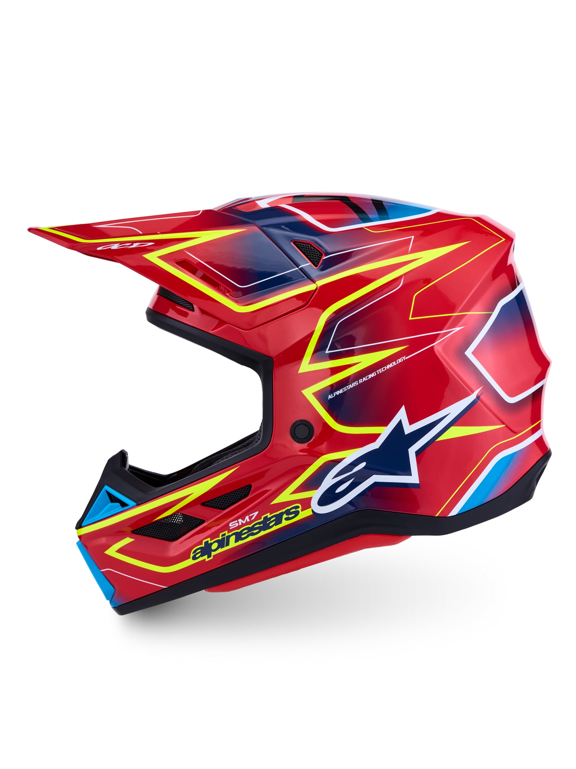 S M7 Cast Helmet Ece06/Dot Red/Yllw Fluo/Blue Glossy Xl