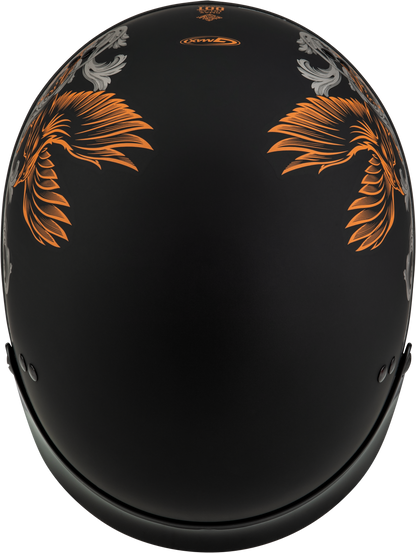 Hh 65 Corvus Helmet W/Peak Matte Black/Silver/Orange 2x