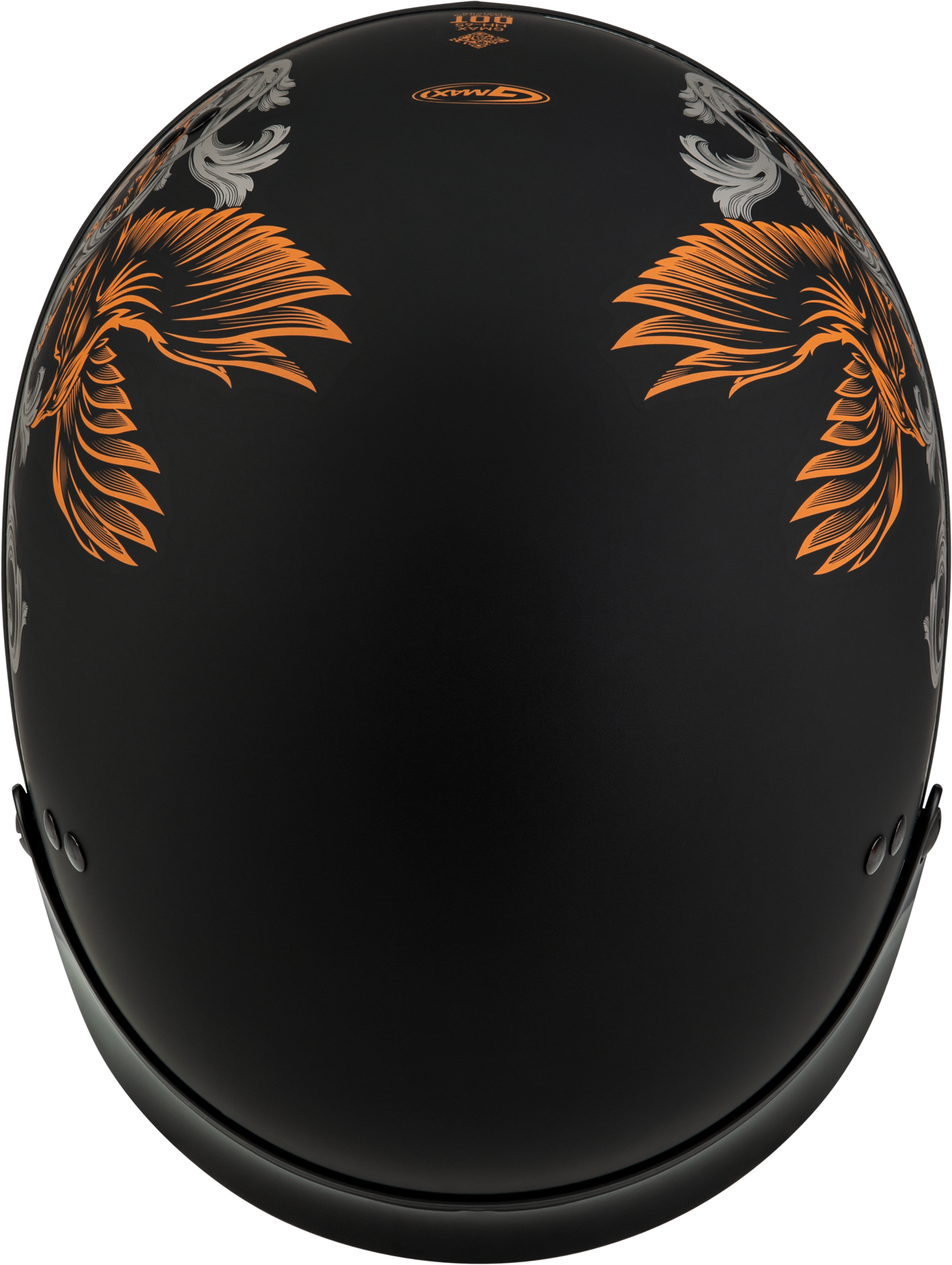 Hh 65 Corvus Helmet W/Peak Matte Black/Silver/Orange Lg