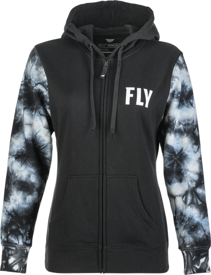 Women's Fly Tie Dye Zip Up Hoodie Black/Grey Lg
