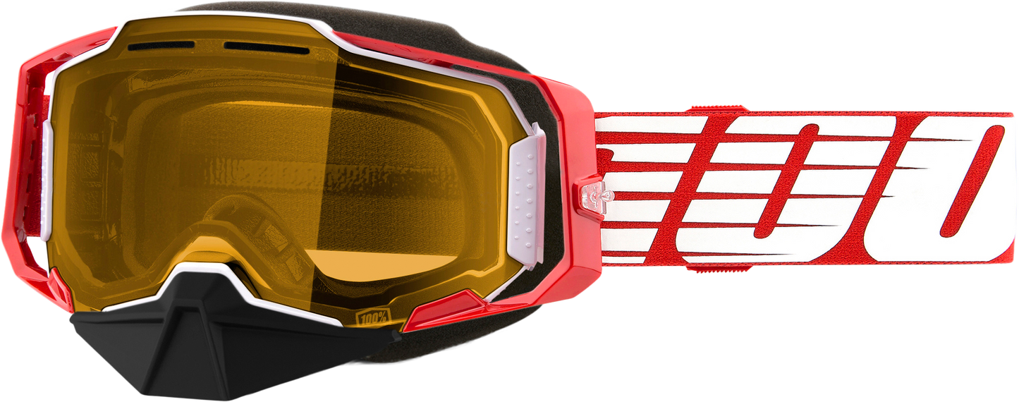 Armega Snowmobile Goggle Red W/ Yellow Lens