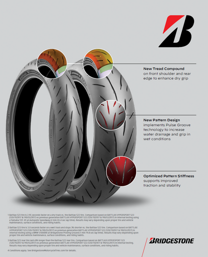 Tire Battlax Hypersport S23 Fr 120/70zr17 58w Radial Tl
