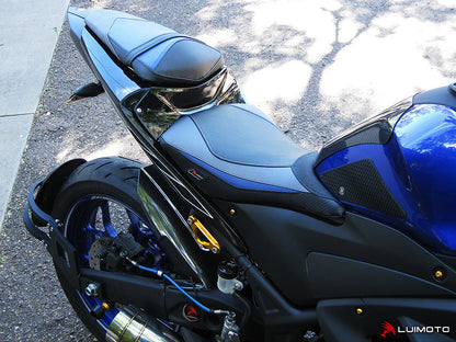 LUIMOTO (Sport) Passenger Seat Covers for the YAMAHA YZF-R3 (2015-2018) & YZF-R25 (2014-2018)