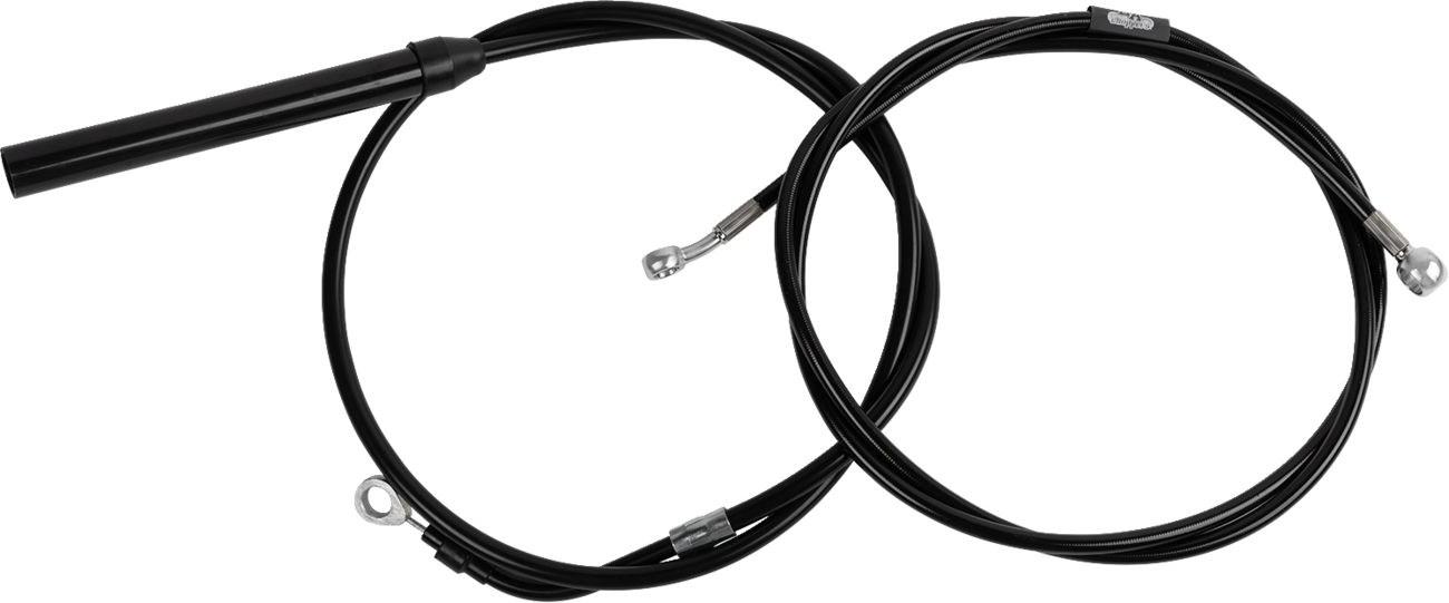 LA CHOPPERS Standard Black Vinyl Handlebar Cable/Brake Line Kit - Stock Ape Hangers - '21-'22 FLH LA-8062KT-08B