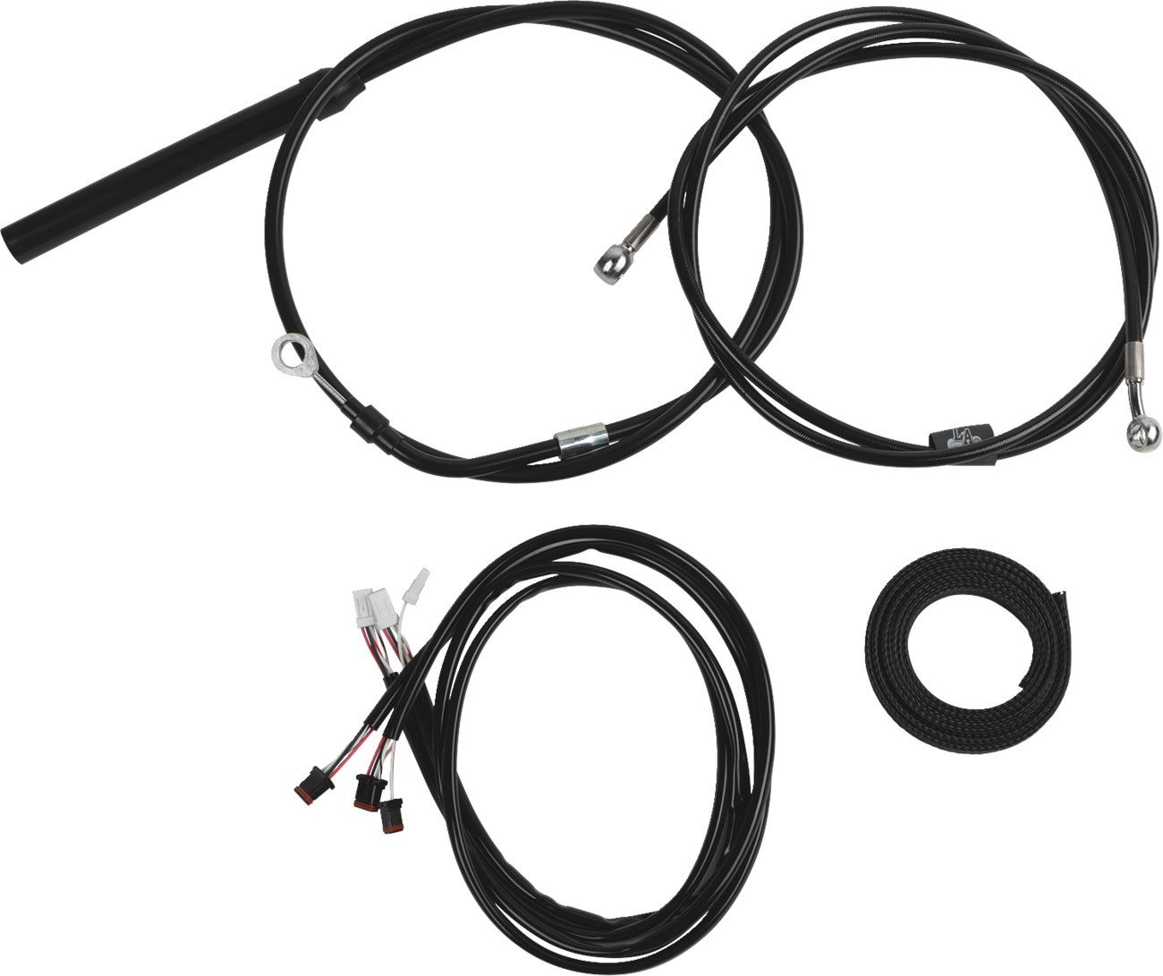 LA CHOPPERS Complete Plug-and-Play Cable Kit - Upper - 12" - 14" Handlebars - '21-'22 FLH - Black LA-8062KT3-13B