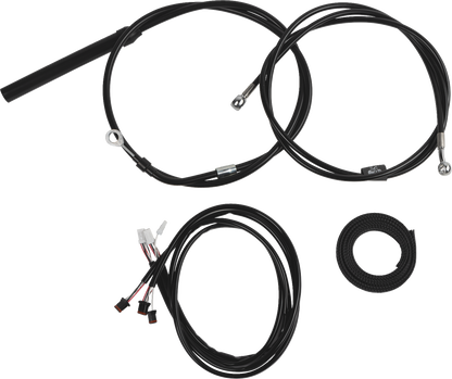 LA CHOPPERS Complete Plug-and-Play Cable Kit - Upper - 12" - 14" Handlebars - '21-'22 FLH - Black LA-8062KT3-13B