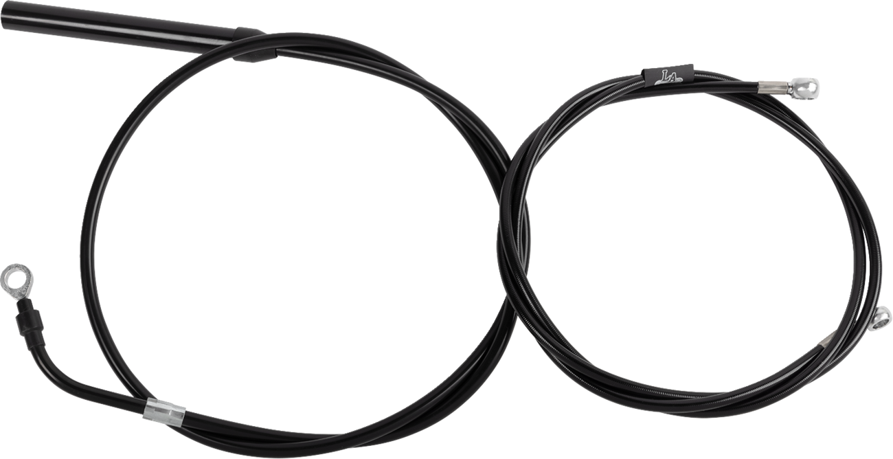 LA CHOPPERS Standard Black Vinyl Handlebar Cable/Brake Line Kit - 18"-20" Ape Hangers - '21-'22 FLH LA-8062KT-19B