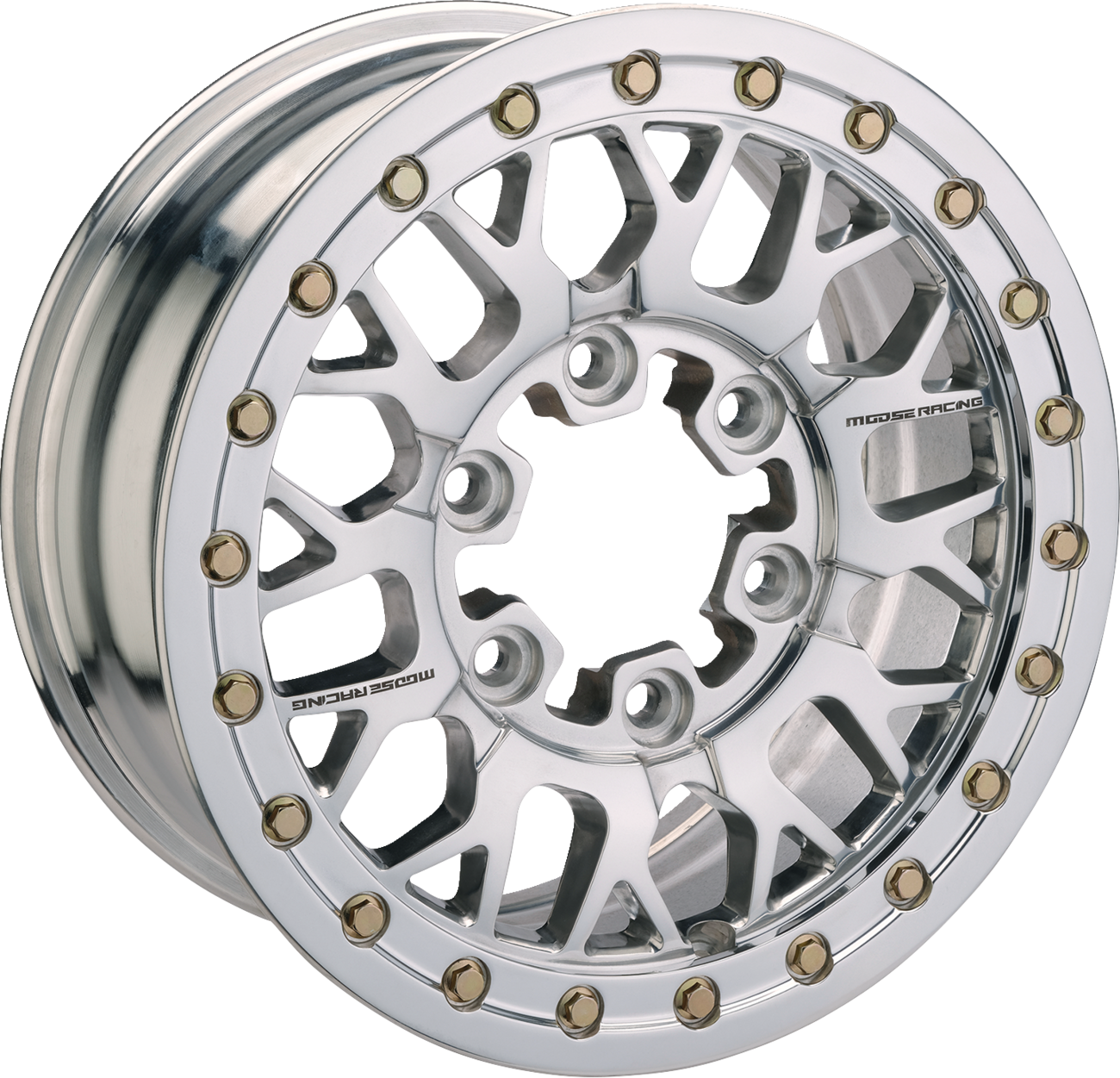 MOOSE OFFROAD Wheel - 346X - Beadlock/6 Lug - Front/Rear - Silver - 15x7 - 6/5.5 - 5+2 346BLMO 157655P54