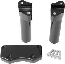 DRAG SPECIALTIES Handlebar Riser & Top Clamp Kit - 6" - Buffalo - Black 0602-0593