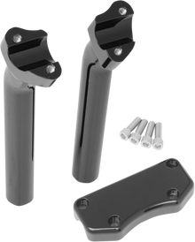 DRAG SPECIALTIES Handlebar Riser & Top Clamp Kit - 9-1/2" - Buffalo - Black 0602-0595