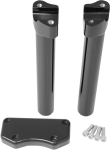 DRAG SPECIALTIES Handlebar Riser & Top Clamp Kit - 10" - Buffalo - Black 0602-0597