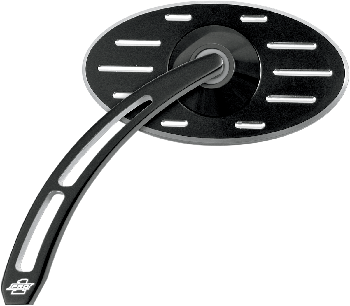 PRO-ONE PERF.MFG. Mirror - Pro Street - Side View - Cut-Out/Ball Milled - Oval - Black - Left 102630B