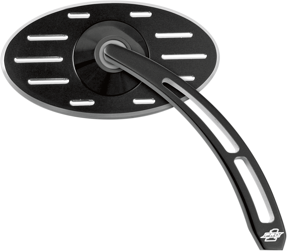 PRO-ONE PERF.MFG. Mirror - Pro Street - Side View - Cut-Out/Ball Milled - Oval - Black - Right 102640B