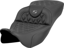 SADDLEMEN Roadsofa™ Extended Reach Seat - Lattice Stitch - Gray Stitch - without Backrest - FL '08-'23 808-07B-18402