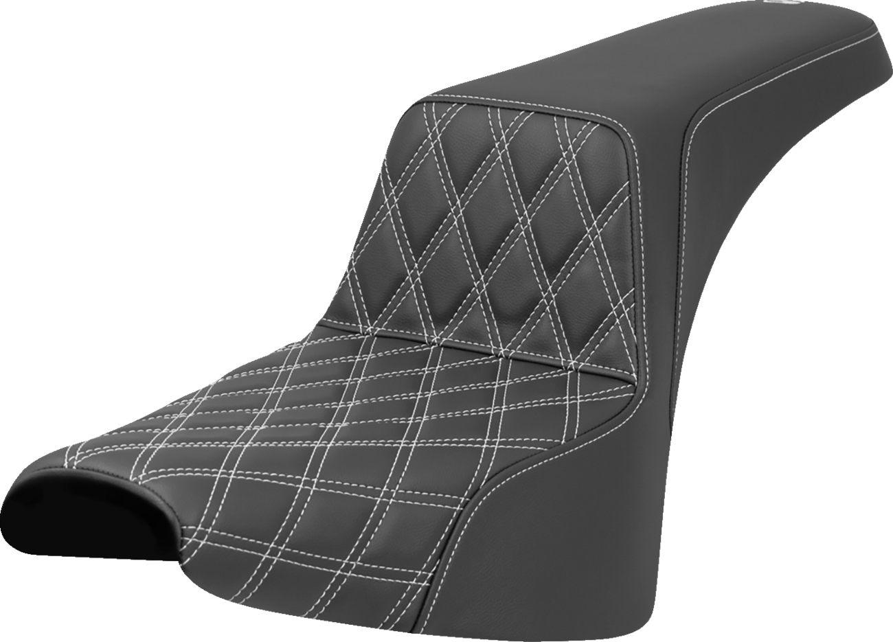SADDLEMEN Step-Up Seat - Front Lattice Stitch - White Stitch - FXST/FXBB '18-'25 818-30-17206