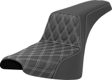 SADDLEMEN Step-Up Seat - Front Lattice Stitch - White Stitch - FXST/FXBB '18-'25 818-30-17206